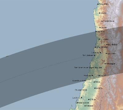 Map of the eclipse path across Chile on 03/30/2853