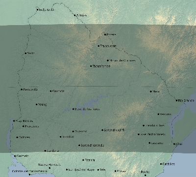 Map of the eclipse path across Uruguay on 03/30/2853