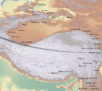 Map of the eclipse path across China on 09/24/2853