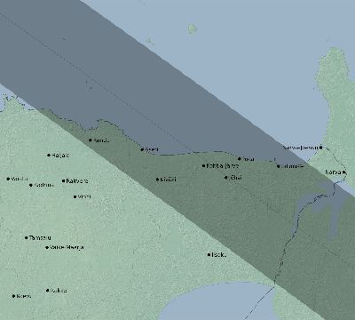 Map of the eclipse path across Estonia on 09/24/2853