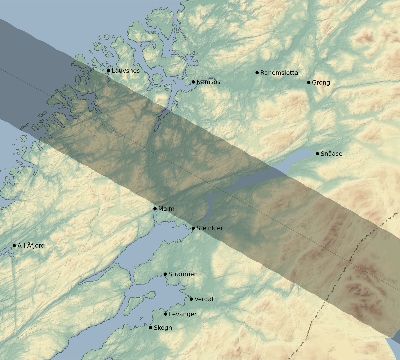 Map of the eclipse path across Norway on 09/24/2853