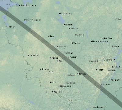 Map of the eclipse path across Russia on 09/24/2853