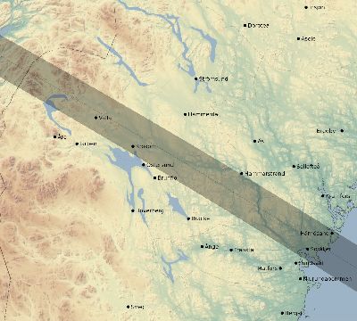 Map of the eclipse path across Sweden on 09/24/2853