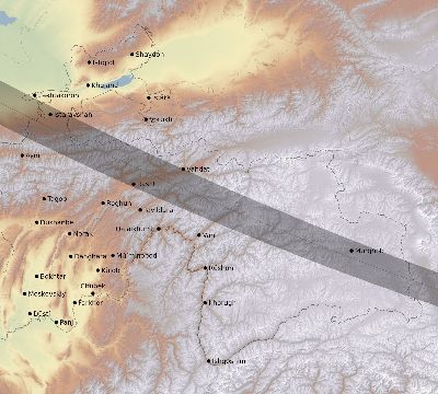 Map of the eclipse path across Tajikistan on 09/24/2853
