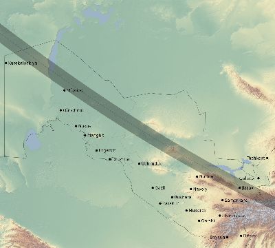 Map of the eclipse path across Uzbekistan on 09/24/2853