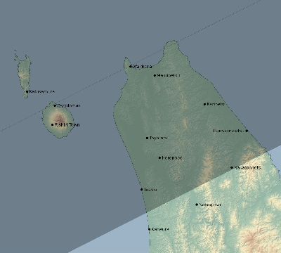 Map of the eclipse path across Japan on 02/08/2855
