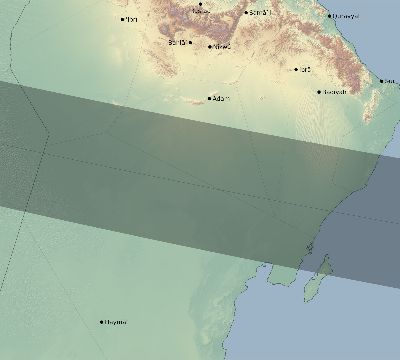 Map of the eclipse path across Oman on 02/08/2855