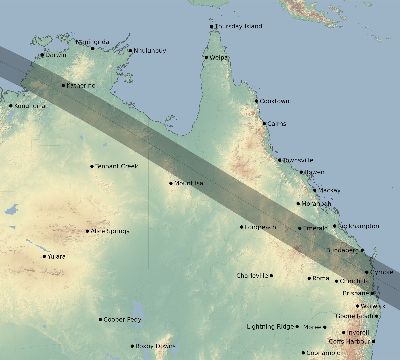 Map of the eclipse path across Australia on 08/04/2855