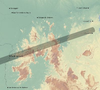 Map of the eclipse path across Venezuela on 01/28/2856