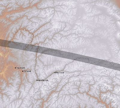 Map of the eclipse path across Afghanistan on 07/23/2856