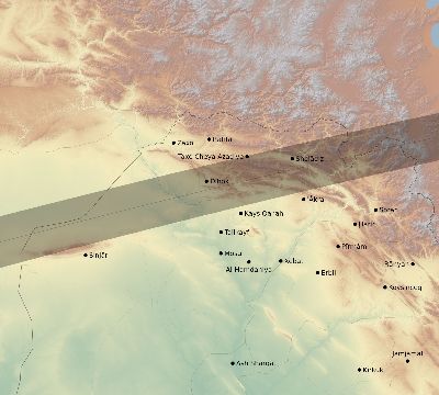 Map of the eclipse path across Iraq on 07/23/2856