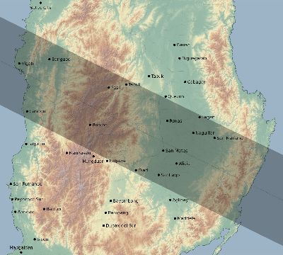 Map of the eclipse path across Philippines on 07/23/2856