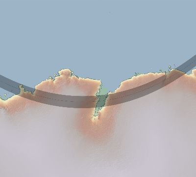 Map of the eclipse path across Antarctica on 01/17/2857
