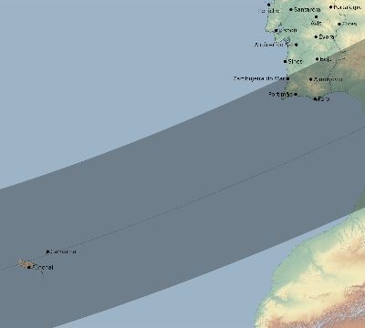 Map of the eclipse path across Portugal on 11/26/2858