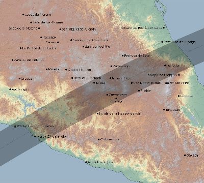 Map of the eclipse path across Mexico on 05/23/2859