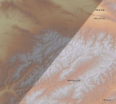 Map of the eclipse path across Kyrgyzstan on 05/12/2860