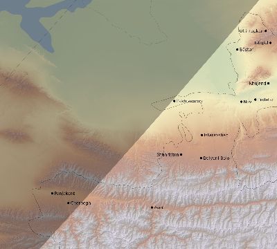 Map of the eclipse path across Tajikistan on 05/12/2860