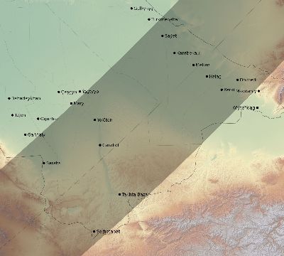 Map of the eclipse path across Turkmenistan on 05/12/2860