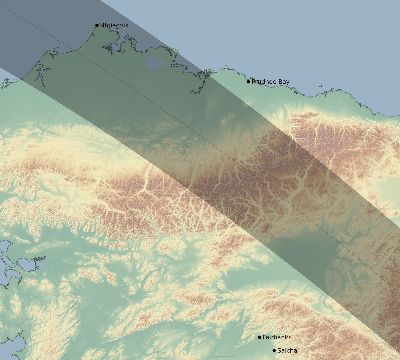 Map of the eclipse path across United States on 05/12/2860