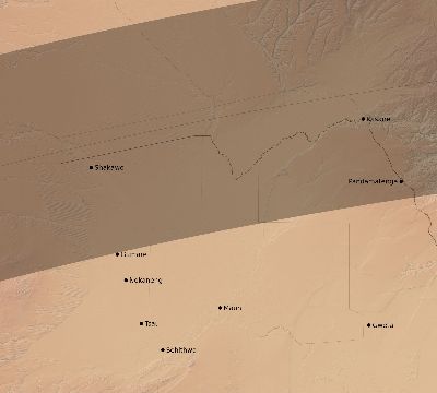 Map of the eclipse path across Botswana on 03/21/2862