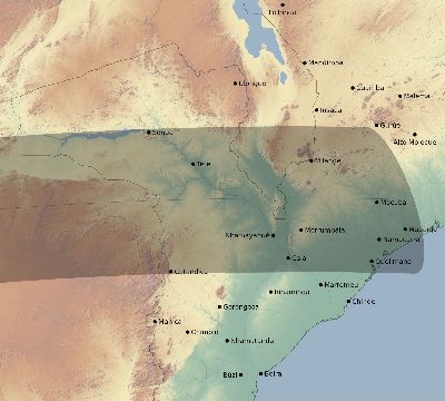 Map of the eclipse path across Mozambique on 03/21/2862