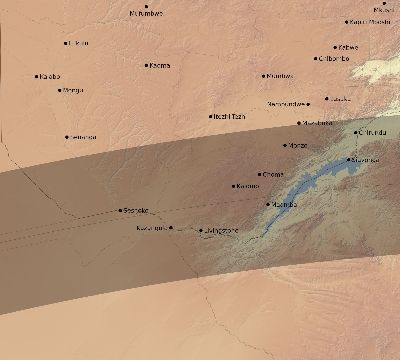 Map of the eclipse path across Zambia on 03/21/2862