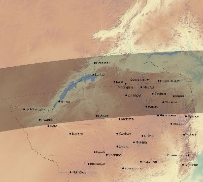 Map of the eclipse path across Zimbabwe on 03/21/2862