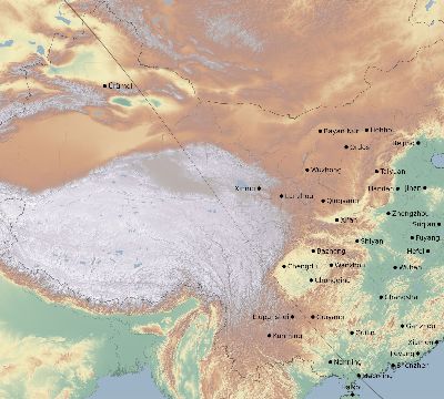 Map of the eclipse path across China on 09/15/2862
