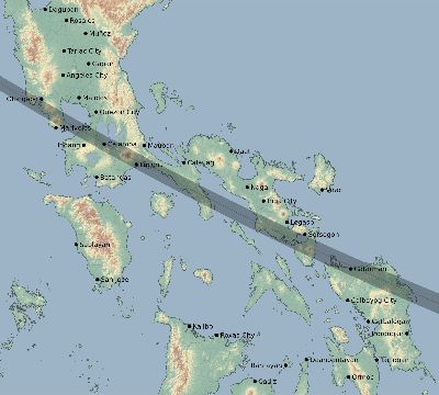 Map of the eclipse path across Philippines on 09/15/2862