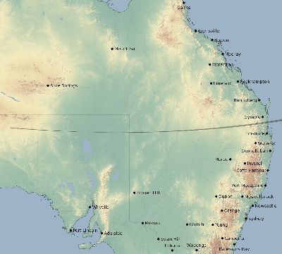 Map of the eclipse path across Australia on 03/10/2863