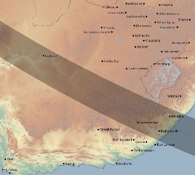 Map of the eclipse path across South Africa on 09/04/2863