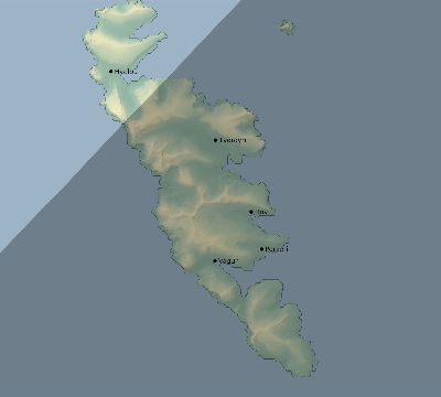 Map of the eclipse path across Faroe Islands on 02/28/2864