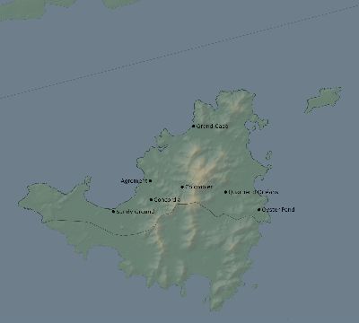 Map of the eclipse path across Saint Martin on 02/28/2864