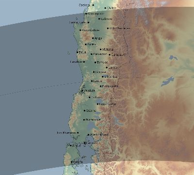 Map of the eclipse path across Chile on 08/23/2864