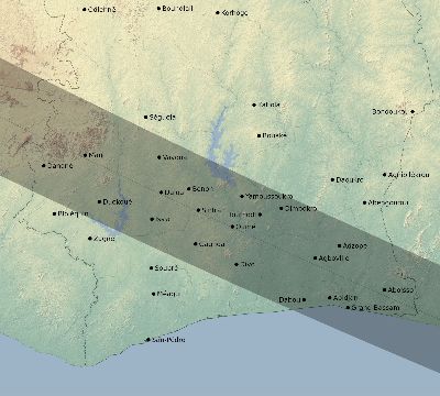 Map of the eclipse path across Côte d'Ivoire (Ivory Coast) on 07/03/2866