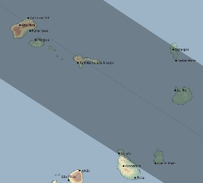 Map of the eclipse path across Cape Verde on 07/03/2866