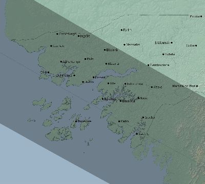 Map of the eclipse path across Guinea-Bissau on 07/03/2866