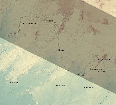 Map of the eclipse path across Liberia on 07/03/2866