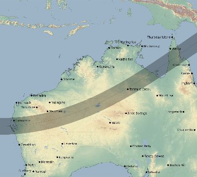 Map of the eclipse path across Australia on 12/28/2866