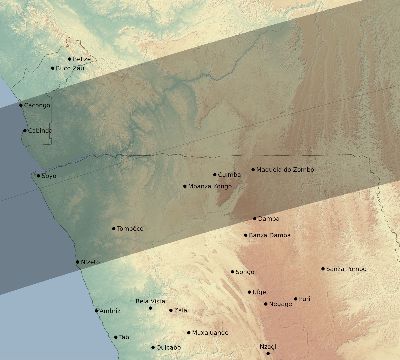 Map of the eclipse path across Angola on 06/23/2867