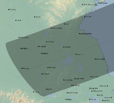 Map of the eclipse path across China on 05/02/2869