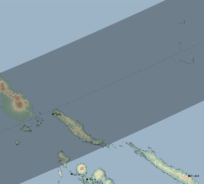 Map of the eclipse path across Solomon Islands on 04/22/2870