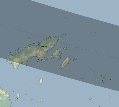 Map of the eclipse path across Fiji on 10/16/2870