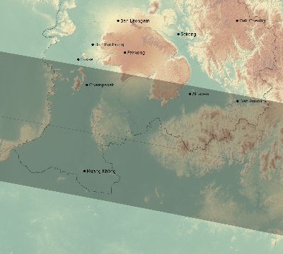 Map of the eclipse path across Laos on 10/16/2870