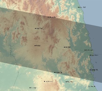 Map of the eclipse path across Vietnam on 10/16/2870