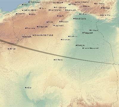 Map of the eclipse path across Algeria on 10/05/2871