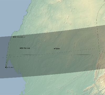 Map of the eclipse path across Western Sahara on 02/18/2873