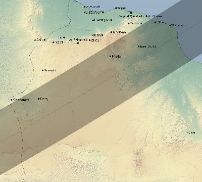 Map of the eclipse path across Libya on 02/18/2873