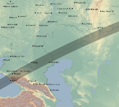 Map of the eclipse path across Russia on 02/18/2873