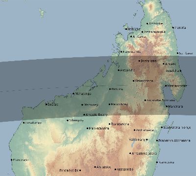 Map of the eclipse path across Madagascar on 08/14/2873